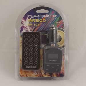 MP3-FM модулятор (трасмиттер) FM-103 USB/MicroSD/MP3 с пультом ДУ 12V INTEGO/1/50 NEW в Кирове